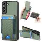 For Samsung Galaxy S21 5G Carbon Fiber Vertical Flip Wallet Stand Phone Case(Green) - 1