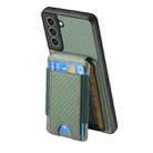 For Samsung Galaxy S21 5G Carbon Fiber Vertical Flip Wallet Stand Phone Case(Green) - 3