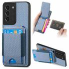 For Samsung Galaxy S21+ 5G Carbon Fiber Vertical Flip Wallet Stand Phone Case(Blue) - 1