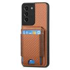 For Samsung Galaxy S21+ 5G Carbon Fiber Vertical Flip Wallet Stand Phone Case(Brown) - 2