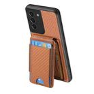 For Samsung Galaxy S21+ 5G Carbon Fiber Vertical Flip Wallet Stand Phone Case(Brown) - 3