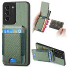 For Samsung Galaxy S21+ 5G Carbon Fiber Vertical Flip Wallet Stand Phone Case(Green) - 1