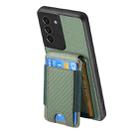 For Samsung Galaxy S21+ 5G Carbon Fiber Vertical Flip Wallet Stand Phone Case(Green) - 3