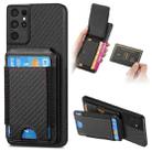 For Samsung Galaxy S21 Ultra 5G Carbon Fiber Vertical Flip Wallet Stand Phone Case(Black) - 1