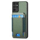 For Samsung Galaxy S21 Ultra 5G Carbon Fiber Vertical Flip Wallet Stand Phone Case(Green) - 2