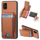 For Samsung Galaxy A71 5G Carbon Fiber Vertical Flip Wallet Stand Phone Case(Brown) - 1