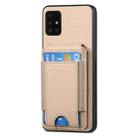 For Samsung Galaxy A51 4G Carbon Fiber Vertical Flip Wallet Stand Phone Case(Khaki) - 2