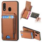 For Samsung Galaxy A20s Carbon Fiber Vertical Flip Wallet Stand Phone Case(Brown) - 1