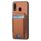 For Samsung Galaxy A20s Carbon Fiber Vertical Flip Wallet Stand Phone Case(Brown) - 2