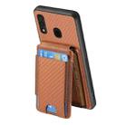 For Samsung Galaxy A20s Carbon Fiber Vertical Flip Wallet Stand Phone Case(Brown) - 3