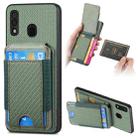 For Samsung Galaxy A20s Carbon Fiber Vertical Flip Wallet Stand Phone Case(Green) - 1