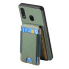 For Samsung Galaxy A20s Carbon Fiber Vertical Flip Wallet Stand Phone Case(Green) - 3