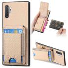 For Samsung Galaxy Note10+ Carbon Fiber Vertical Flip Wallet Stand Phone Case(Khaki) - 1