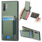 For Samsung Galaxy Note10+ Carbon Fiber Vertical Flip Wallet Stand Phone Case(Green) - 1