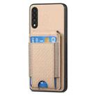 For Samsung Galaxy A10 Carbon Fiber Vertical Flip Wallet Stand Phone Case(Khaki) - 2
