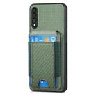 For Samsung Galaxy A10 Carbon Fiber Vertical Flip Wallet Stand Phone Case(Green) - 2