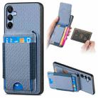 For Samsung Galaxy A23 Carbon Fiber Vertical Flip Wallet Stand Phone Case(Blue) - 1