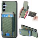 For Samsung Galaxy A23 Carbon Fiber Vertical Flip Wallet Stand Phone Case(Green) - 1