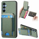 For Samsung Galaxy A14 4G / 5G Carbon Fiber Vertical Flip Wallet Stand Phone Case(Green) - 1