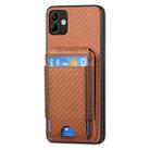 For Samsung Galaxy A12 5G Carbon Fiber Vertical Flip Wallet Stand Phone Case(Brown) - 2