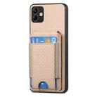 For Samsung Galaxy A12 5G Carbon Fiber Vertical Flip Wallet Stand Phone Case(Khaki) - 2