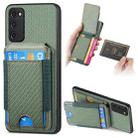 For Samsung Galaxy S20 FE Carbon Fiber Vertical Flip Wallet Stand Phone Case(Green) - 1