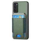 For Samsung Galaxy S20 FE Carbon Fiber Vertical Flip Wallet Stand Phone Case(Green) - 2