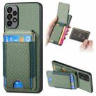 For Samsung Galaxy A72 5G Carbon Fiber Vertical Flip Wallet Stand Phone Case(Green) - 1