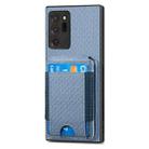 For Samsung Galaxy Note20 Ultra Carbon Fiber Vertical Flip Wallet Stand Phone Case(Blue) - 2