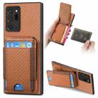 For Samsung Galaxy Note20 Carbon Fiber Vertical Flip Wallet Stand Phone Case(Brown) - 1