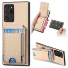 For Samsung Galaxy Note20 Carbon Fiber Vertical Flip Wallet Stand Phone Case(Khaki) - 1