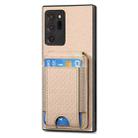 For Samsung Galaxy Note20 Carbon Fiber Vertical Flip Wallet Stand Phone Case(Khaki) - 2