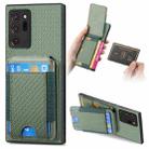 For Samsung Galaxy Note20 Carbon Fiber Vertical Flip Wallet Stand Phone Case(Green) - 1