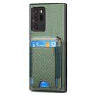 For Samsung Galaxy Note20 Carbon Fiber Vertical Flip Wallet Stand Phone Case(Green) - 2