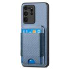 For Samsung Galaxy S20 Ultra Carbon Fiber Vertical Flip Wallet Stand Phone Case(Blue) - 2