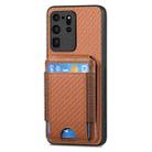 For Samsung Galaxy S20 Ultra Carbon Fiber Vertical Flip Wallet Stand Phone Case(Brown) - 2