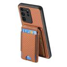 For Samsung Galaxy S20 Ultra Carbon Fiber Vertical Flip Wallet Stand Phone Case(Brown) - 3