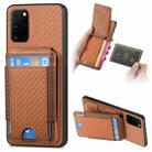 For Samsung Galaxy S20+ Carbon Fiber Vertical Flip Wallet Stand Phone Case(Brown) - 1