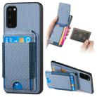 For Samsung Galaxy S20 Carbon Fiber Vertical Flip Wallet Stand Phone Case(Blue) - 1