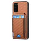 For Samsung Galaxy S20 Carbon Fiber Vertical Flip Wallet Stand Phone Case(Brown) - 2