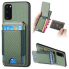 For Samsung Galaxy S20 Carbon Fiber Vertical Flip Wallet Stand Phone Case(Green) - 1