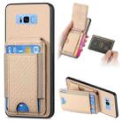 For Samsung Galaxy S8+ Carbon Fiber Vertical Flip Wallet Stand Phone Case(Khaki) - 1