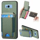 For Samsung Galaxy S8+ Carbon Fiber Vertical Flip Wallet Stand Phone Case(Green) - 1