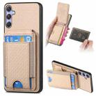 For Samsung Galaxy S25 Ultra 5G Carbon Fiber Vertical Flip Wallet Stand Phone Case(Khaki) - 1