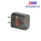 Transparent PD3.0 Type-C + QC3.0 USB Mobile Phone Charger, US Plug(Transparent Gray) - 2