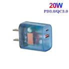 Transparent PD3.0 Type-C + QC3.0 USB Mobile Phone Charger, US Plug(Transparent Blue) - 2