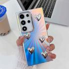 For Samsung Galaxy S22 Ultra 5G Electroplating 5-Heart Laser Texture TPU Phone Case(CD Stripes) - 1