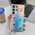 For Samsung Galaxy S22 Ultra 5G Electroplating 5-Heart Laser Texture TPU Phone Case(Plaid) - 1