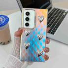 For Samsung Galaxy S23 FE 5G Electroplating 5-Heart Laser Texture TPU Phone Case(Plaid) - 1