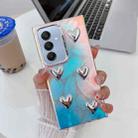 For Samsung Galaxy A25 5G Electroplating 5-Heart Laser Texture TPU Phone Case(Feathers) - 1